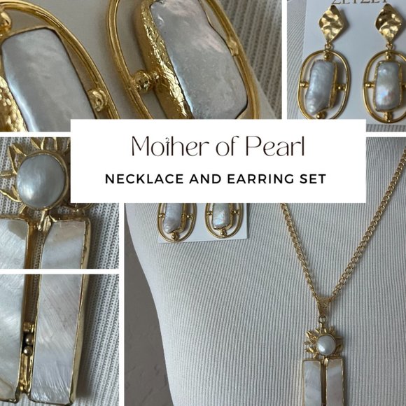 Mother of Pearl Earring and Necklace Set | NWT - Picture 3 of 13